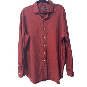 Polo Ralph Lauren Mens 1XB Big Red Green Plaid Cotton Button Down‎ Pony Logo